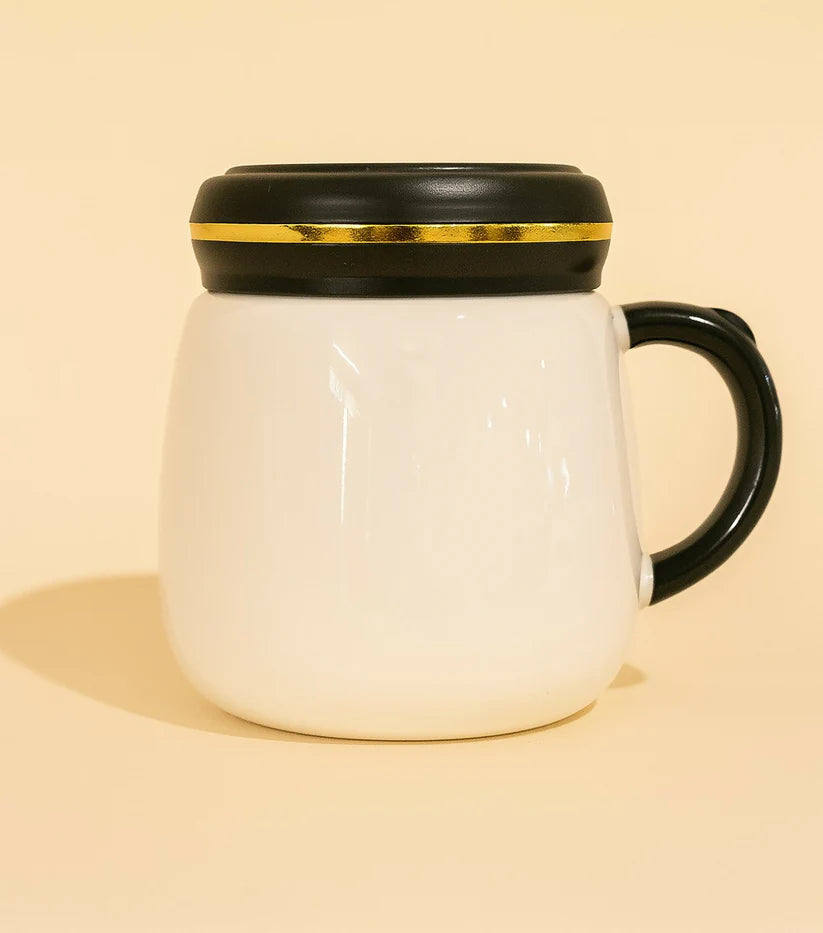 Cute Panda Ceramic Mug with Lid – 3D Cartoon Coffee Cup